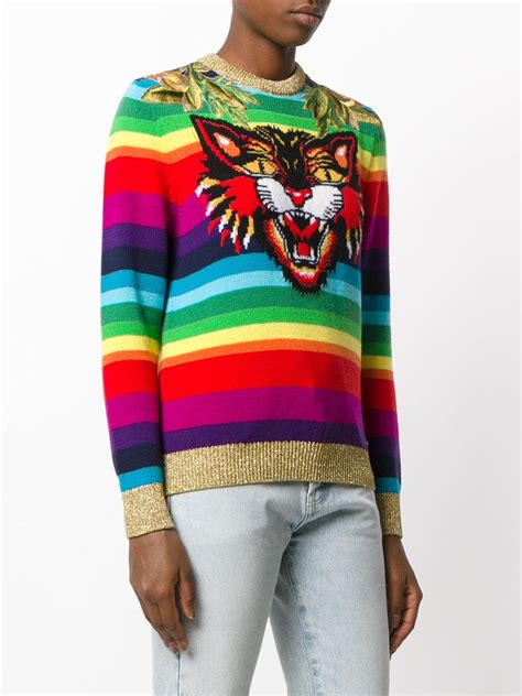 gucci rainbow tiger sweatshirt|gucci shirt with snake.